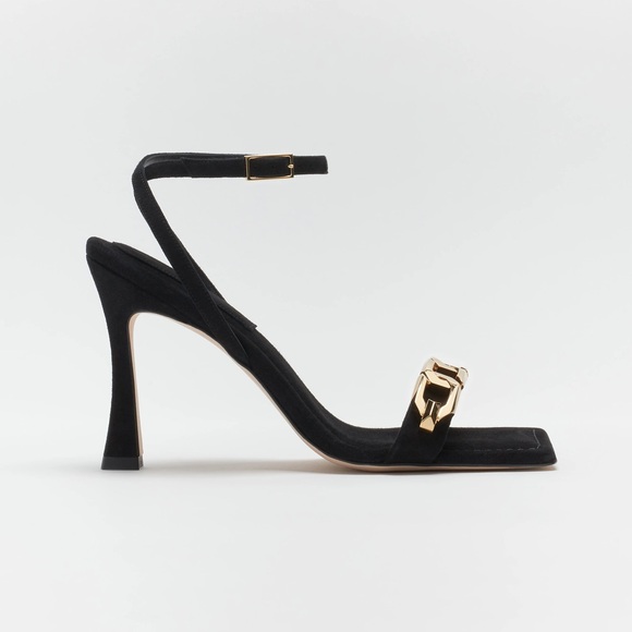 Good American Shoes - Good American Black Heels with Gold Accent